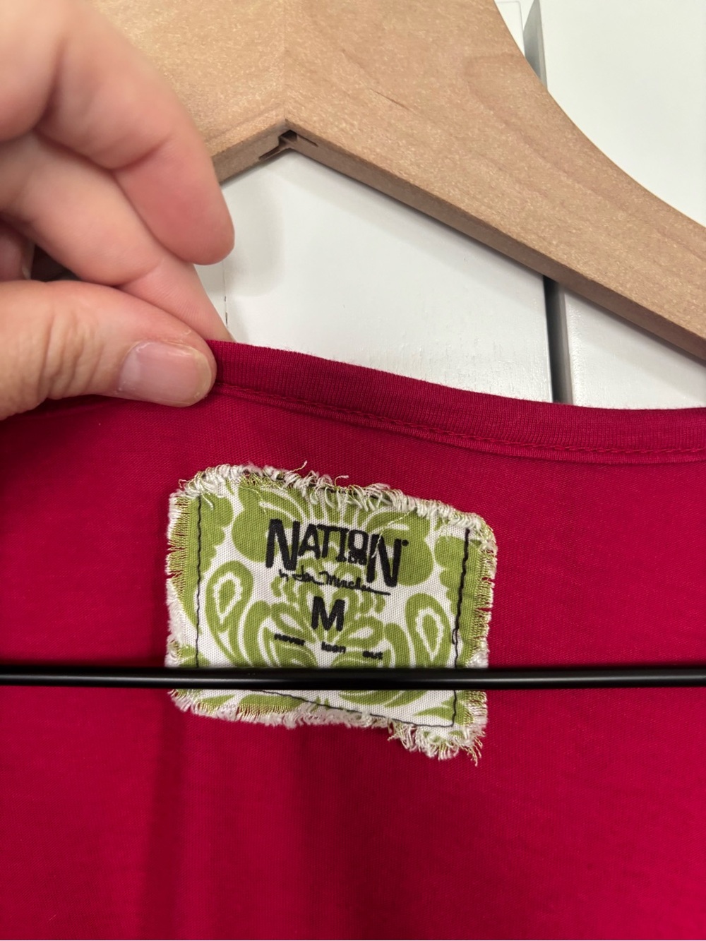 Nation LTD Raspberry V-Notch Long Sleeve Tee - Picture 2 of 3